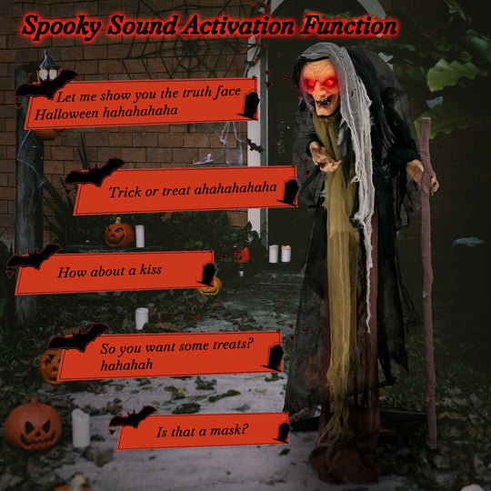 Life Size Animatronic Witch with Pre-Recorded Phrases