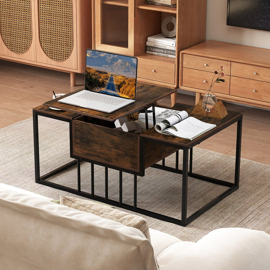 Lift Top Coffee Table Modern Center Table with Hidden Storage Compartment