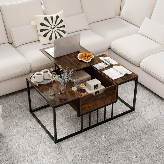 Lift Top Coffee Table Modern Center Table with Hidden Storage Compartment