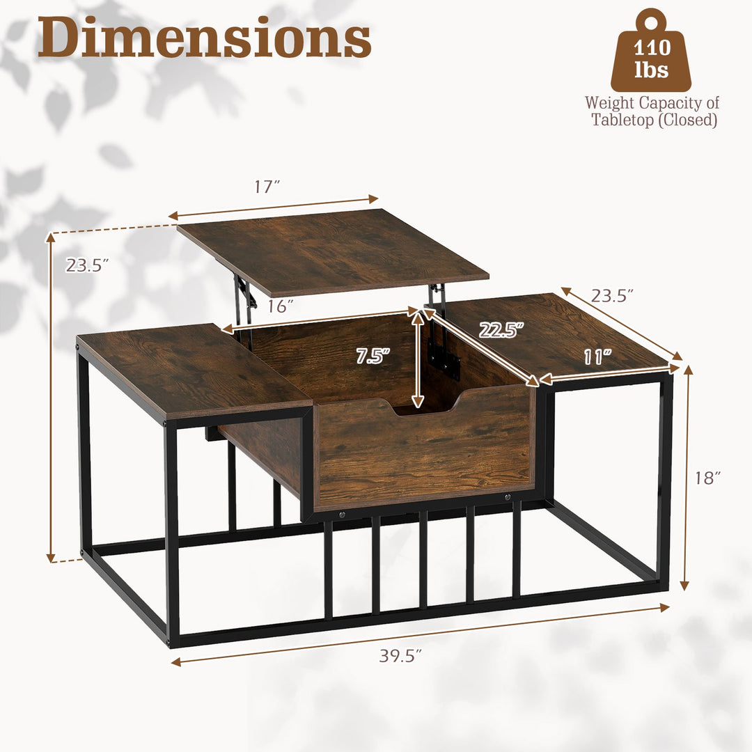 Lift Top Coffee Table Modern Center Table with Hidden Storage Compartment