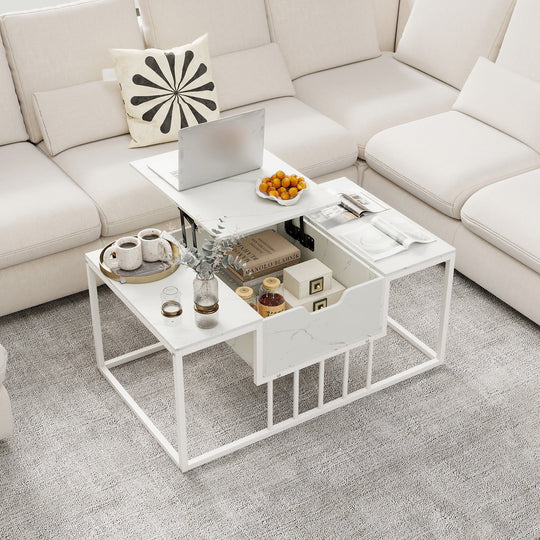 Lift Top Coffee Table Modern Center Table with Hidden Storage Compartment