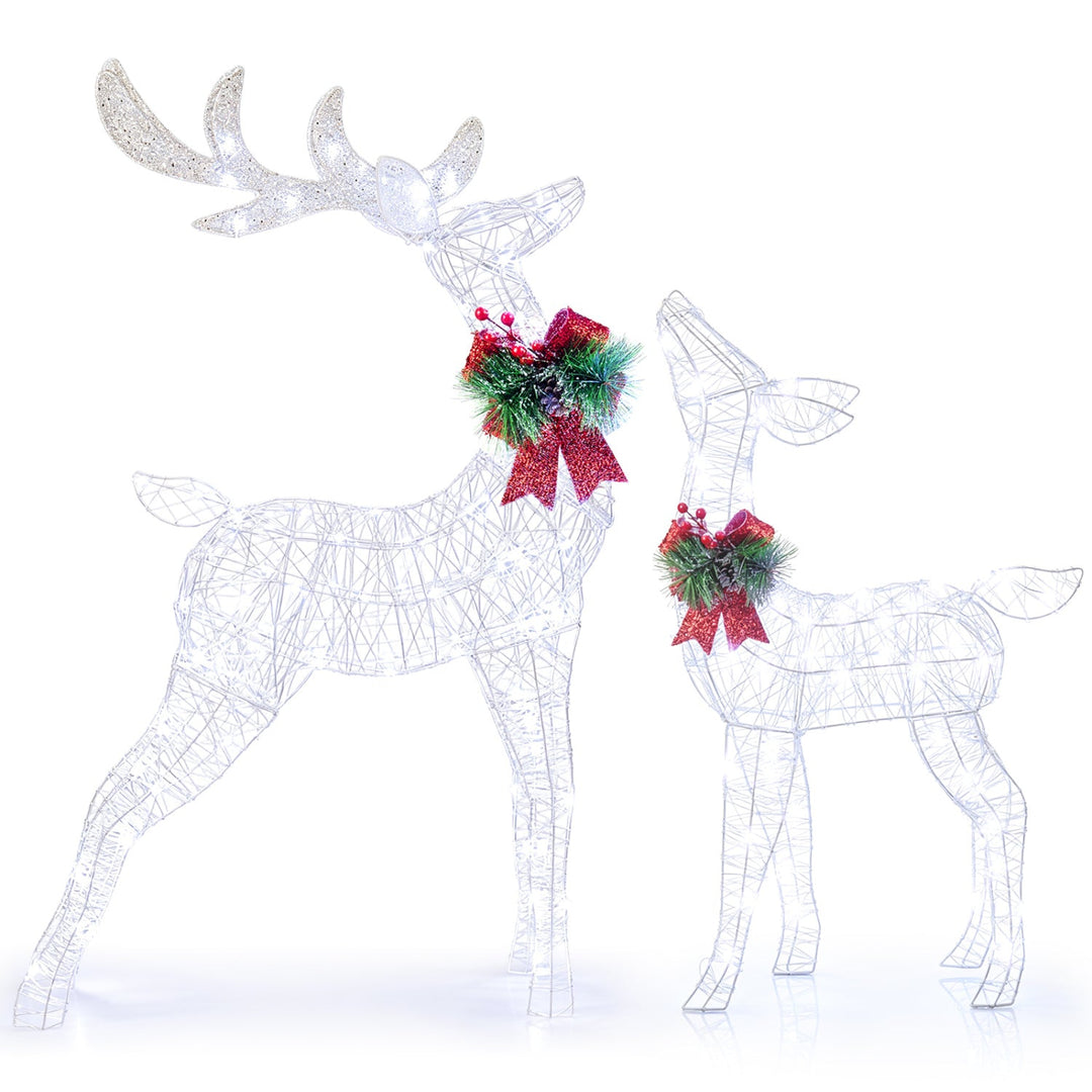 Lighted Christmas Reindeer Set with 170 Cold White LED Lights
