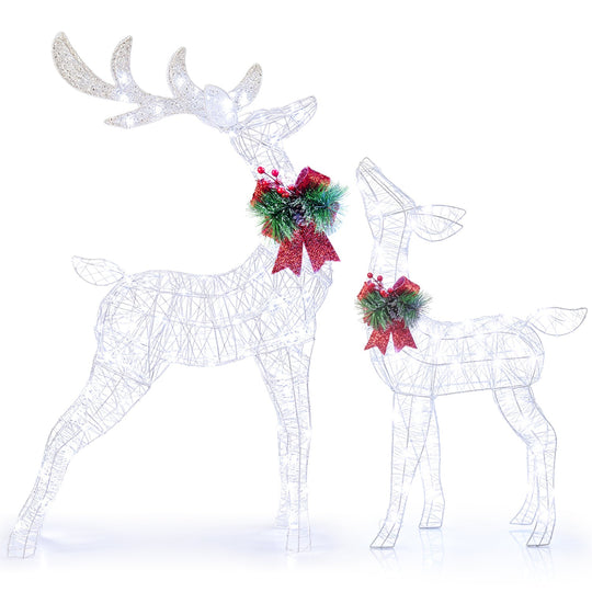 Lighted Christmas Reindeer Set with 170 Cold White LED Lights