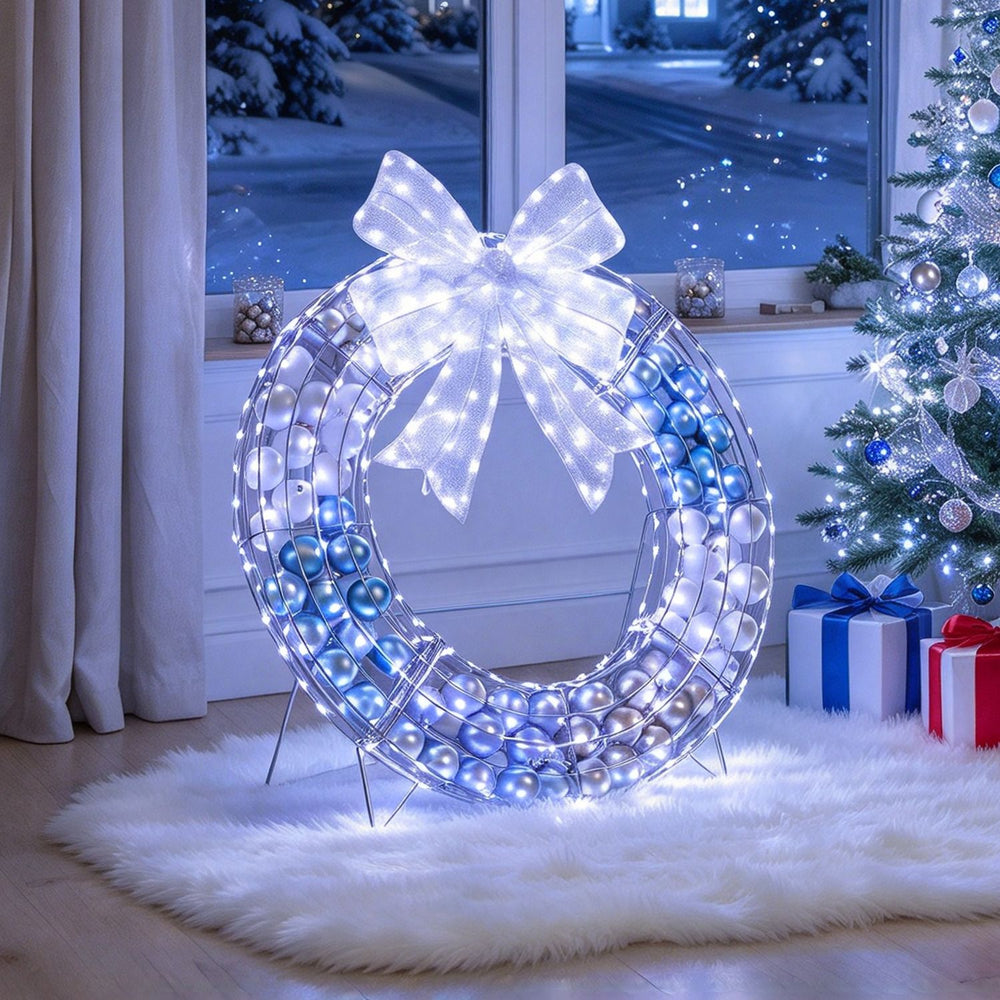 Lighted Christmas Wreath Decoration with 332 LED Lights