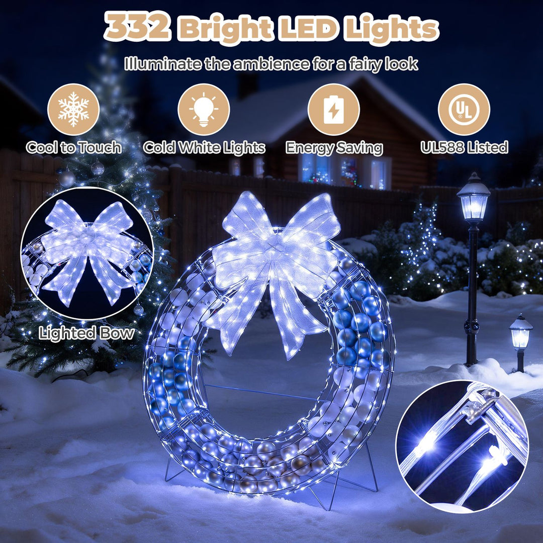 Lighted Christmas Wreath Decoration with 332 LED Lights