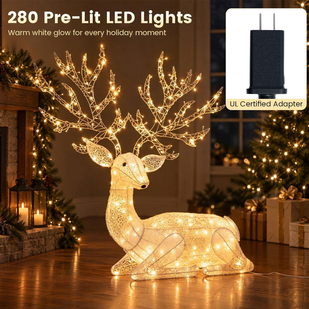 Lighted Kneeling Christmas Reindeer with 280 Warm White LED Lights