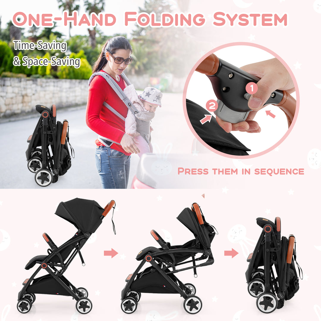 Lightweight Aluminium Frame Baby Stroller with Net-Black