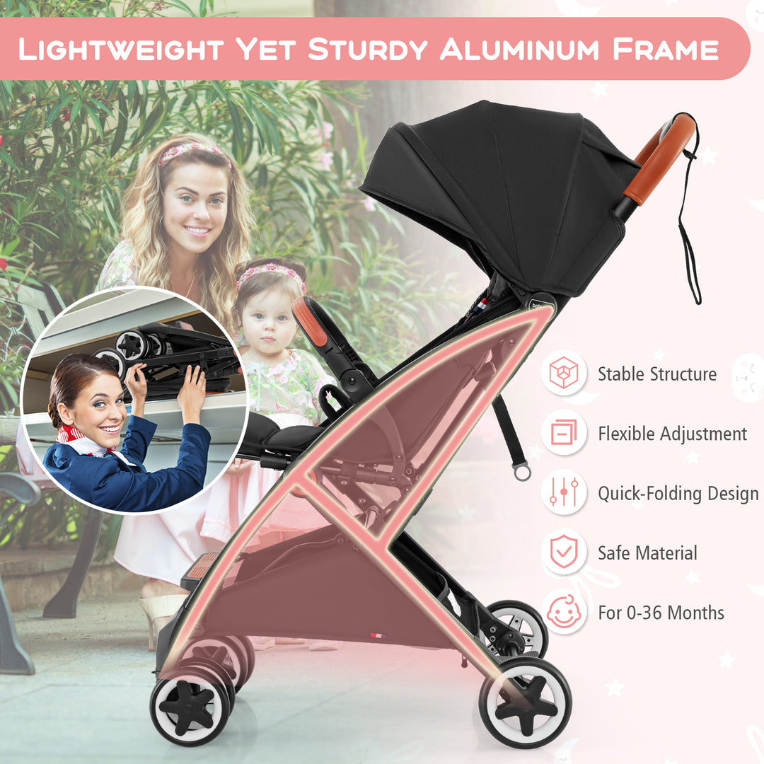 Lightweight Aluminium Frame Baby Stroller with Net-Black