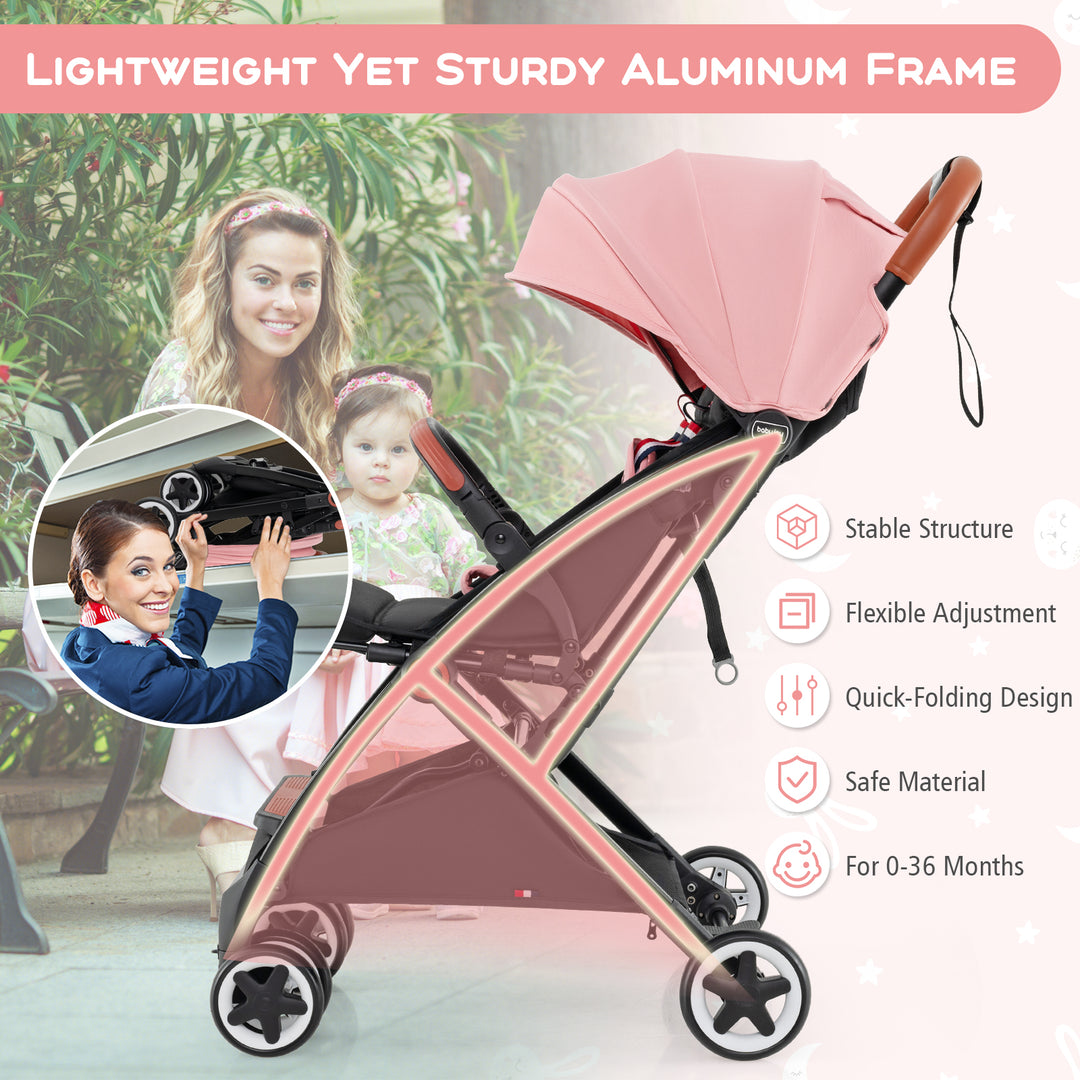 Lightweight Aluminium Frame Baby Stroller with Net-Pink