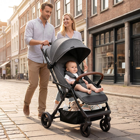 Lightweight Baby Stroller with One-Hand Folding and Canopy