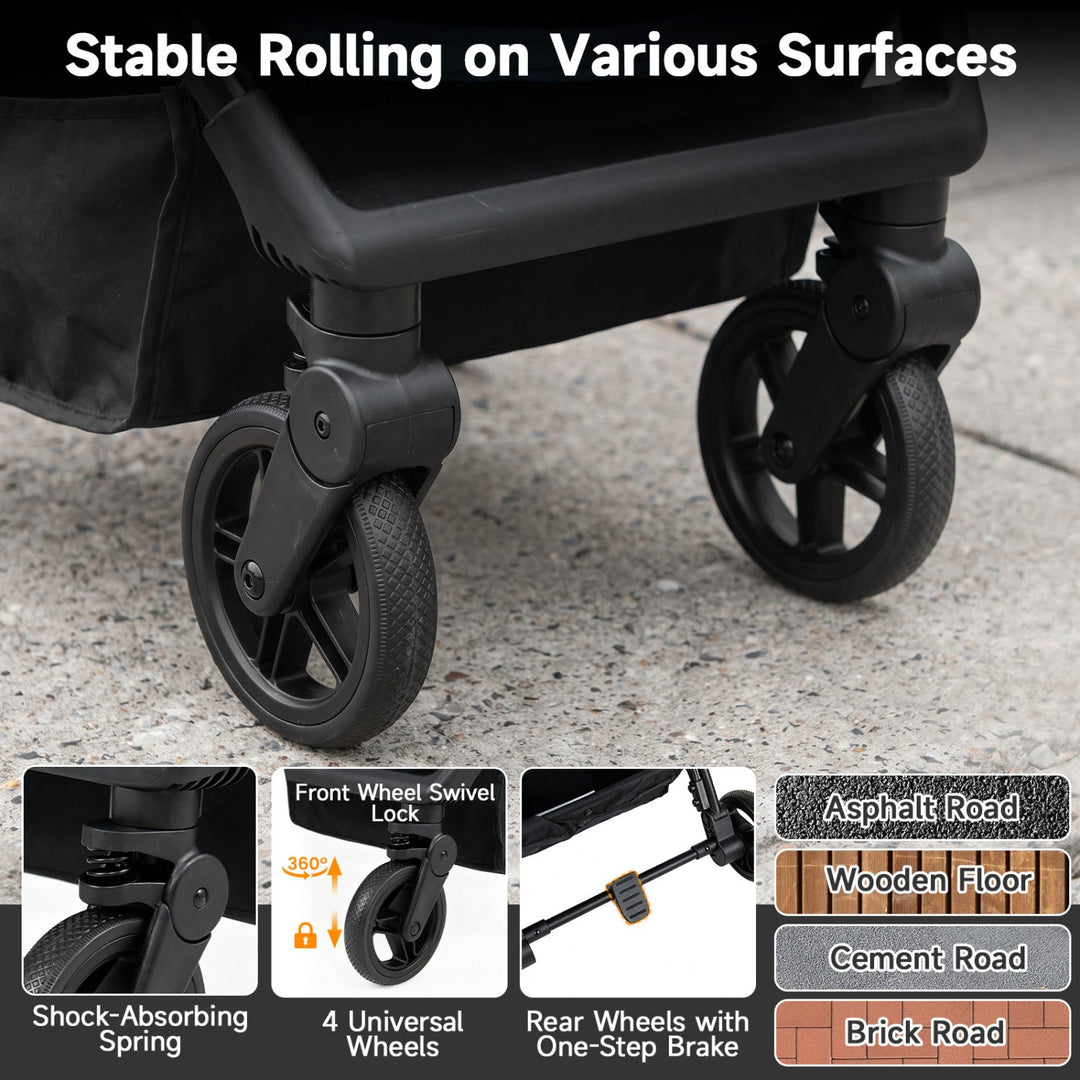 Lightweight Baby Stroller with One-Hand Folding and Canopy