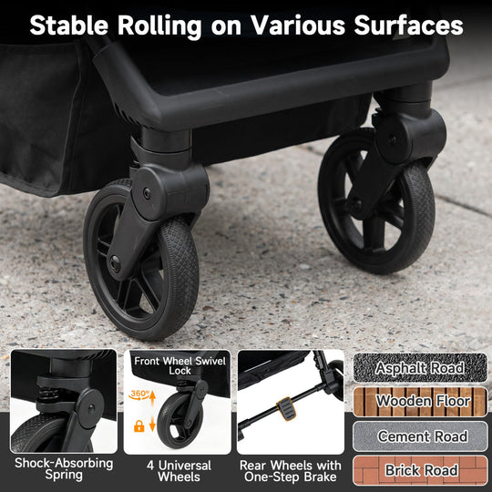 Lightweight Baby Stroller with One-Hand Folding and Canopy