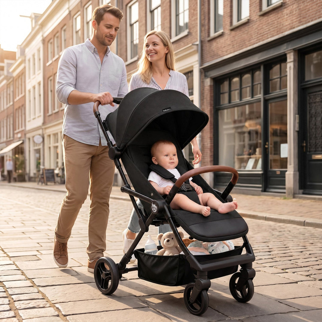 Lightweight Baby Stroller with One-Hand Folding and Canopy