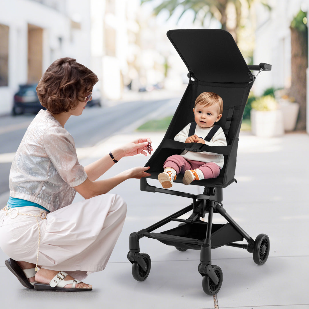 Lightweight Baby Stroller Compact and Airplane-Friendly Travel Stroller-Black