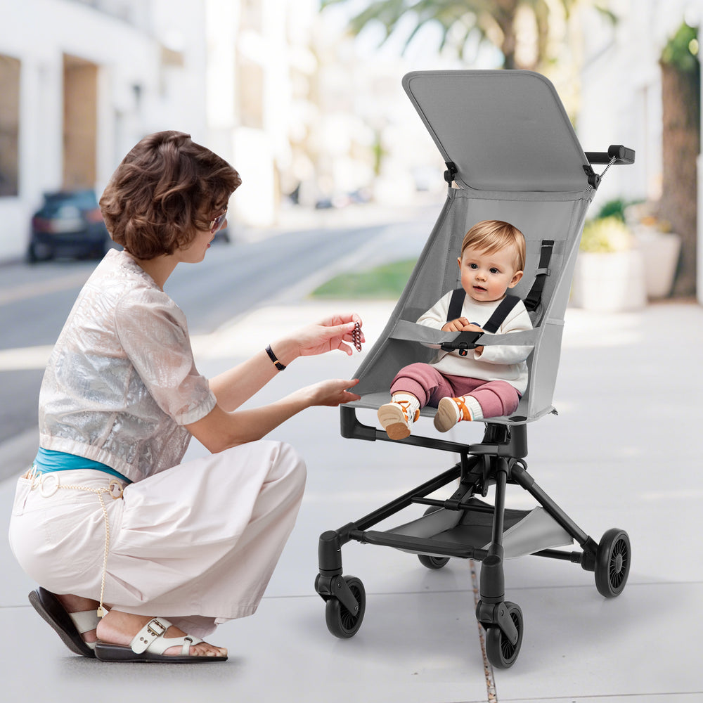 Lightweight Baby Stroller Compact and Airplane-Friendly Travel Stroller-Gray