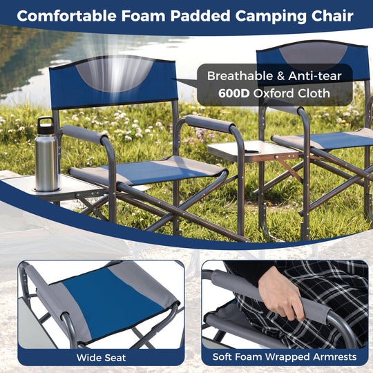Lightweight Folding Camping Chair with Side Table