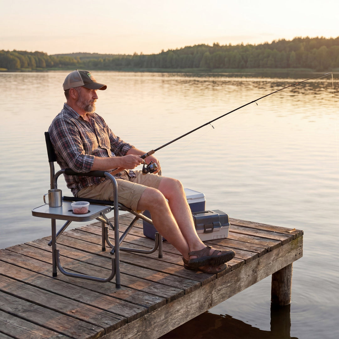 Lightweight Folding Camping Chair with Side Table