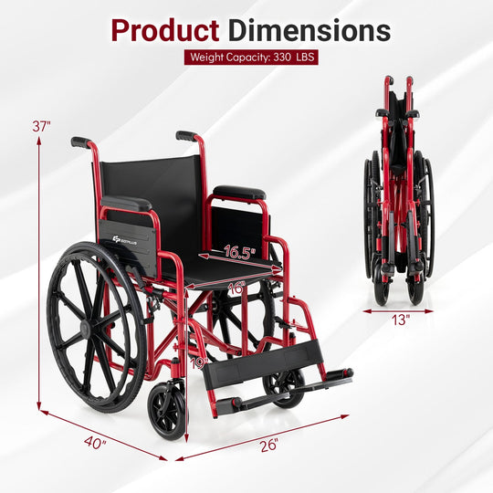 Folding Wheelchair for Adults with Swing-Away Footrest