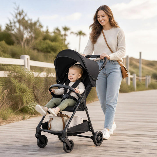 Lightweight Travel Stroller with Canopy and Storage Basket