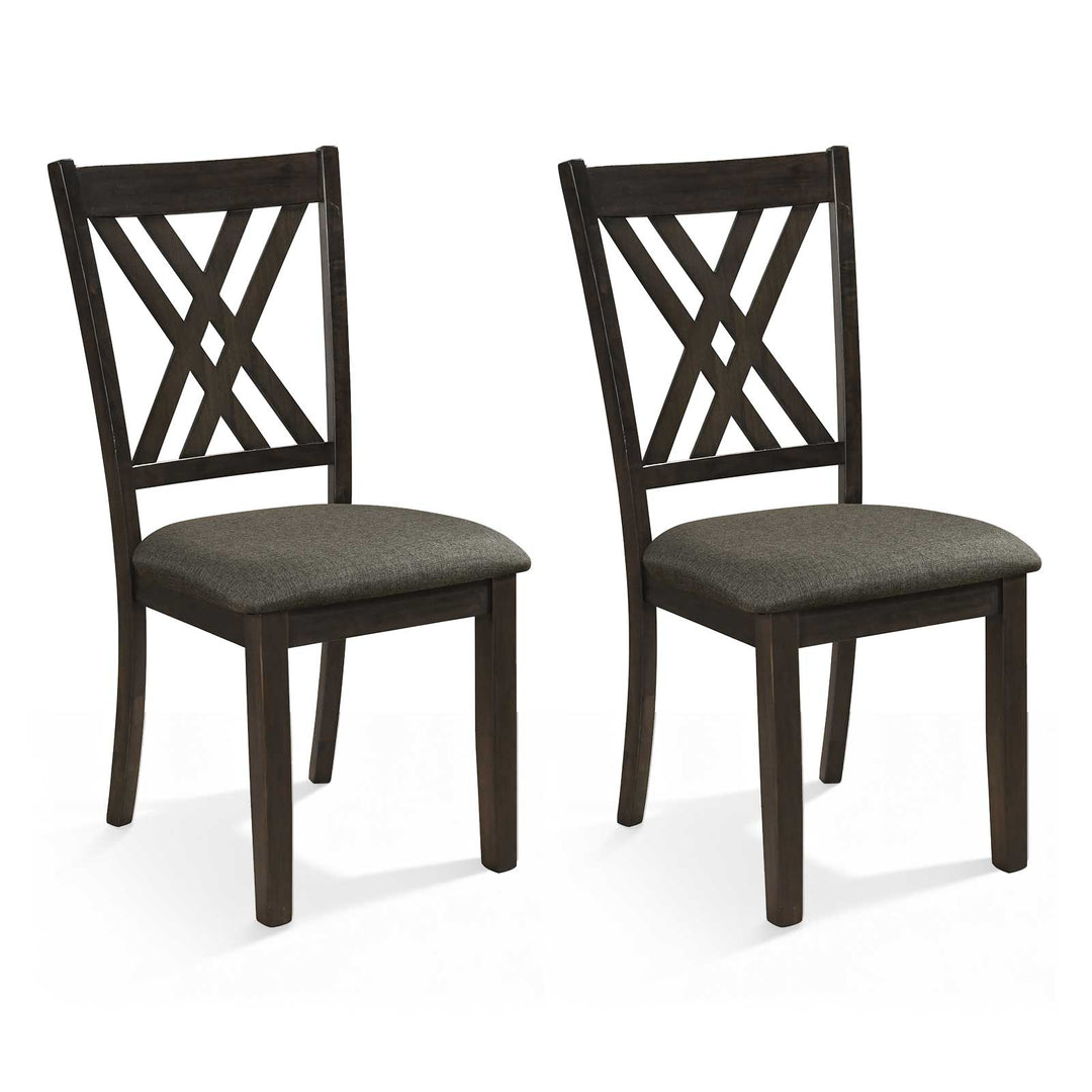 Linen Fabric Upholstered Wooden Dining Chair Set of 2 with Rubber Wood Frame for Dining Room