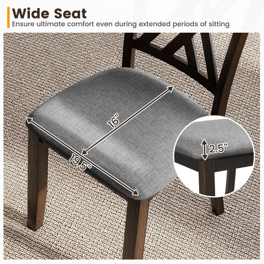 Linen Fabric Upholstered Wooden Dining Chair Set of 4 with Rubber Wood Frame for Dining Room