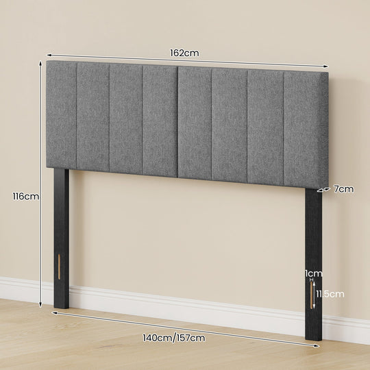 Adjustable Width Upholstered Headboard with Vertical Tufting
