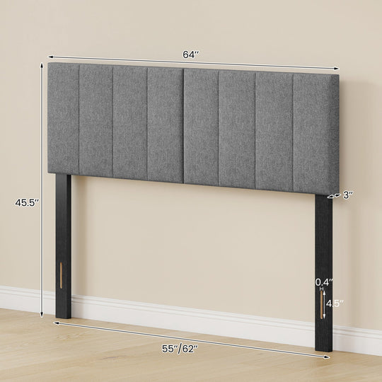 Adjustable Width Upholstered Headboard with Vertical Tufting