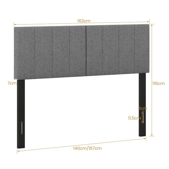 Adjustable Width Upholstered Headboard with Vertical Tufting