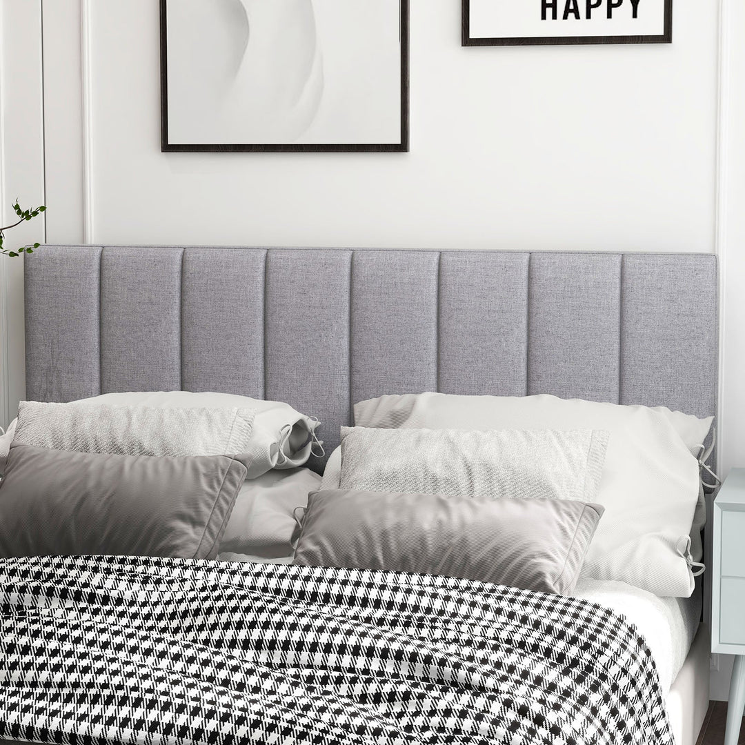 Linen Upholstered Headboard with Solid Wood Legs and Adjustable Width
