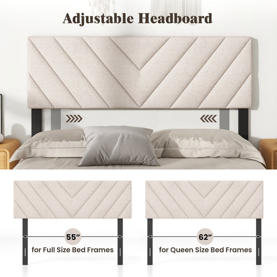 Linen Upholstered Headboard for Full and Queen Size Bed Frames