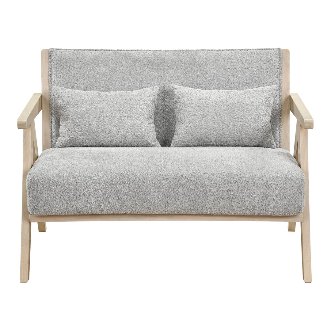 Loveseat Sofa for Small Spaces with Throw Pillows Rubber Wood Frame Padded Seat