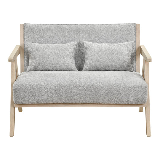Loveseat Sofa for Small Spaces with Throw Pillows Rubber Wood Frame Padded Seat