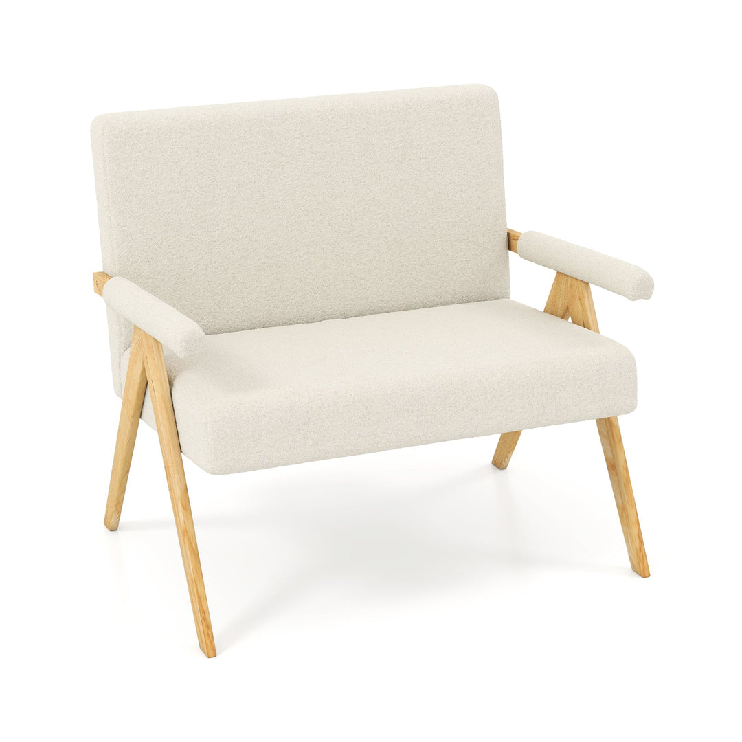 Loveseat Sofa with Armrests and Wooden Legs