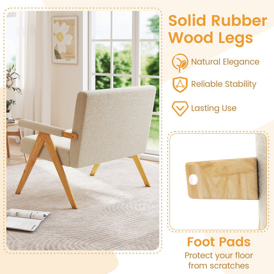 Loveseat Sofa with Armrests and Wooden Legs