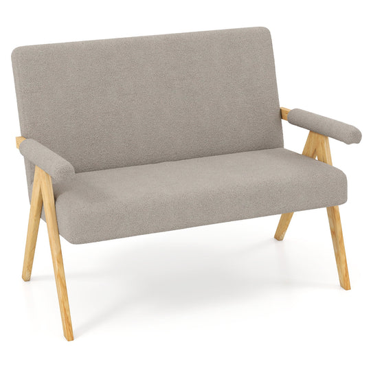 Loveseat Sofa with Armrests and Wooden Legs