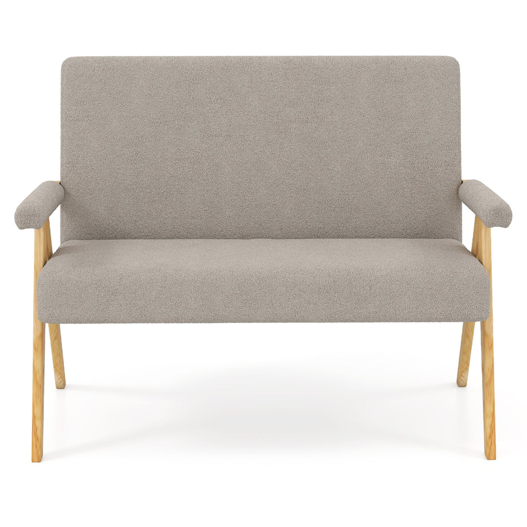 Loveseat Sofa with Armrests and Wooden Legs