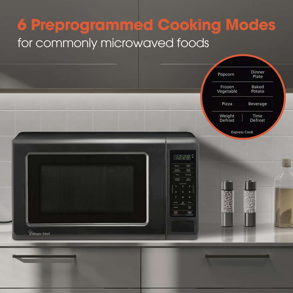 Magic Chef 0.9 Cu. Ft. 900W Countertop Microwave with Digital Touch Controls - Black - view 7