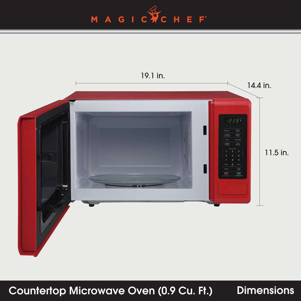 Magic Chef 0.9 Cu. Ft. 900W Countertop Microwave with Digital Touch Controls - Red - view 5