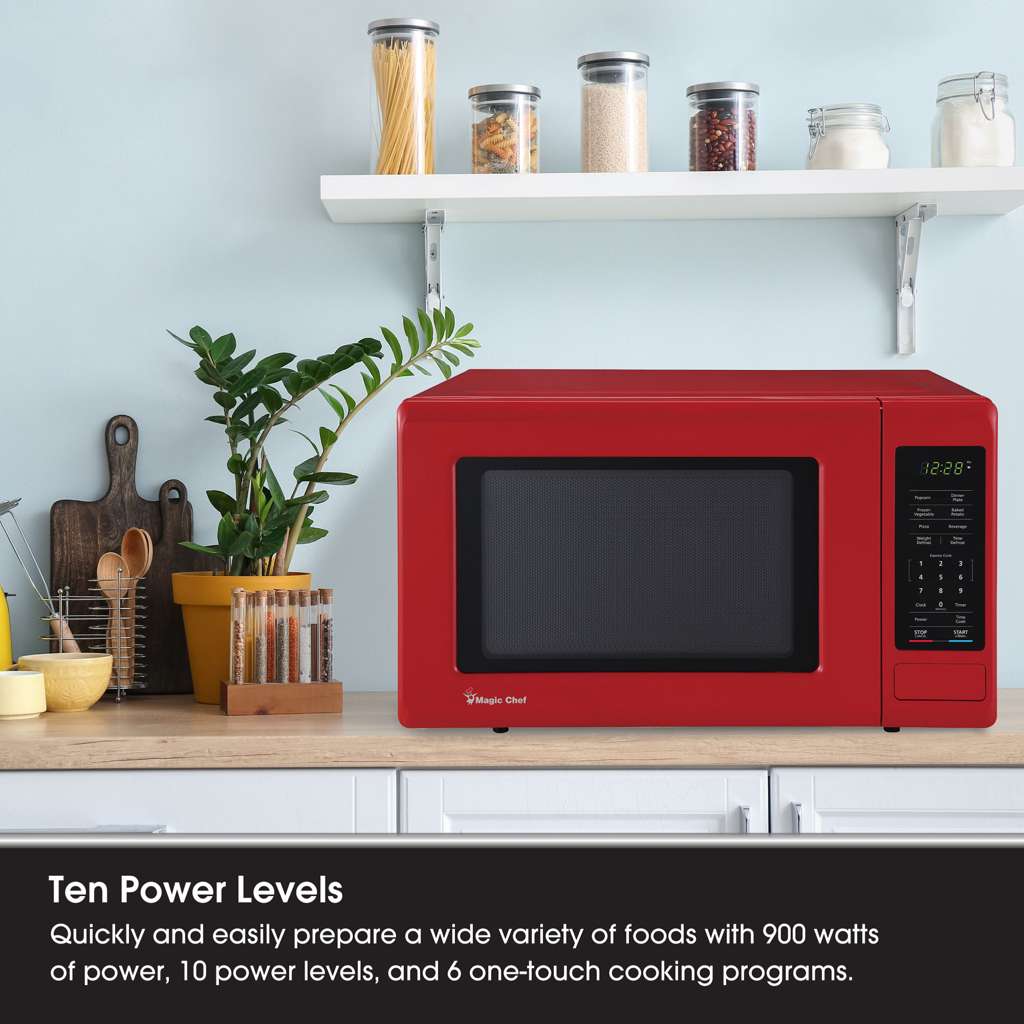 Magic Chef 0.9 Cu. Ft. 900W Countertop Microwave with Digital Touch Controls - Red - view 6