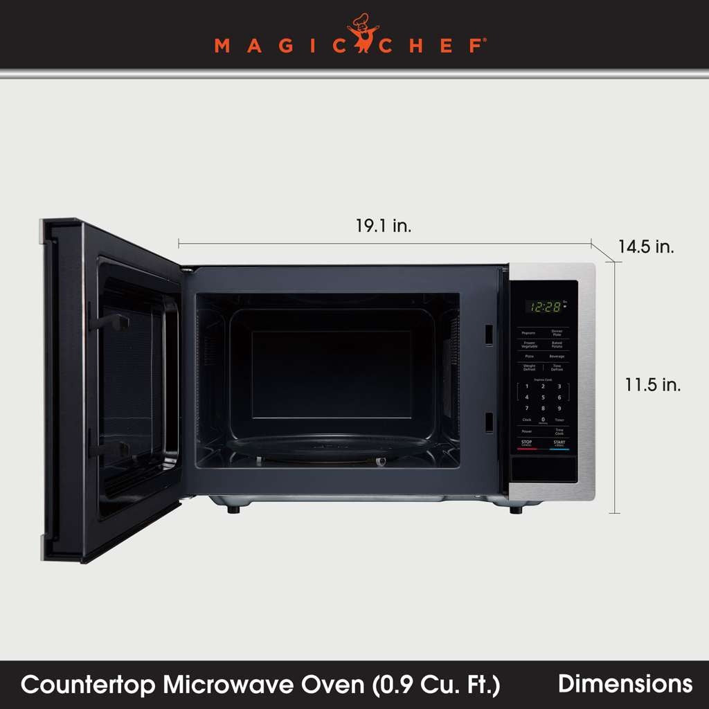 Magic Chef 0.9 Cu. Ft. 900W Countertop Microwave with Digital Touch Controls - Stainless Steel - view 5