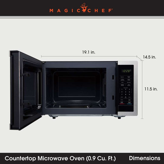 Magic Chef 0.9 Cu. Ft. 900W Countertop Microwave with Digital Touch Controls - Stainless Steel - view 5