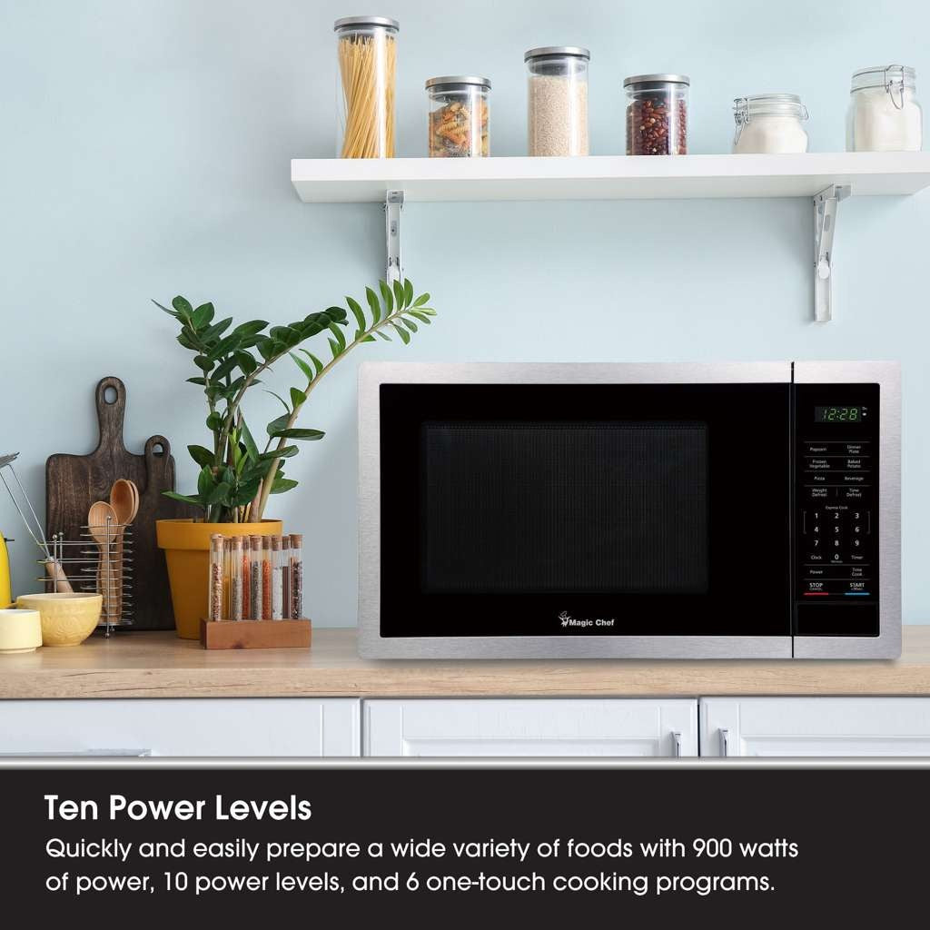 Magic Chef 0.9 Cu. Ft. 900W Countertop Microwave with Digital Touch Controls - Stainless Steel - view 6