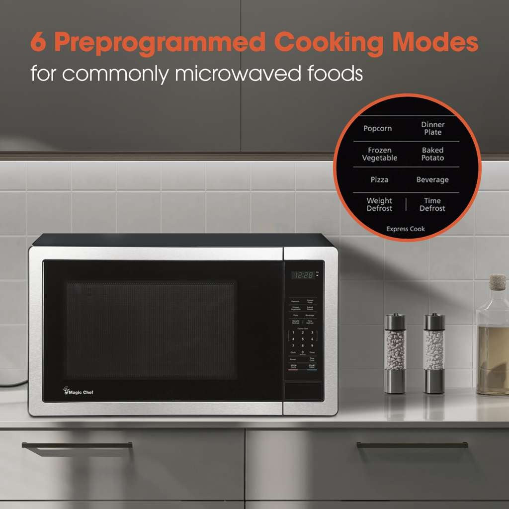 Magic Chef 0.9 Cu. Ft. 900W Countertop Microwave with Digital Touch Controls - Stainless Steel - view 8