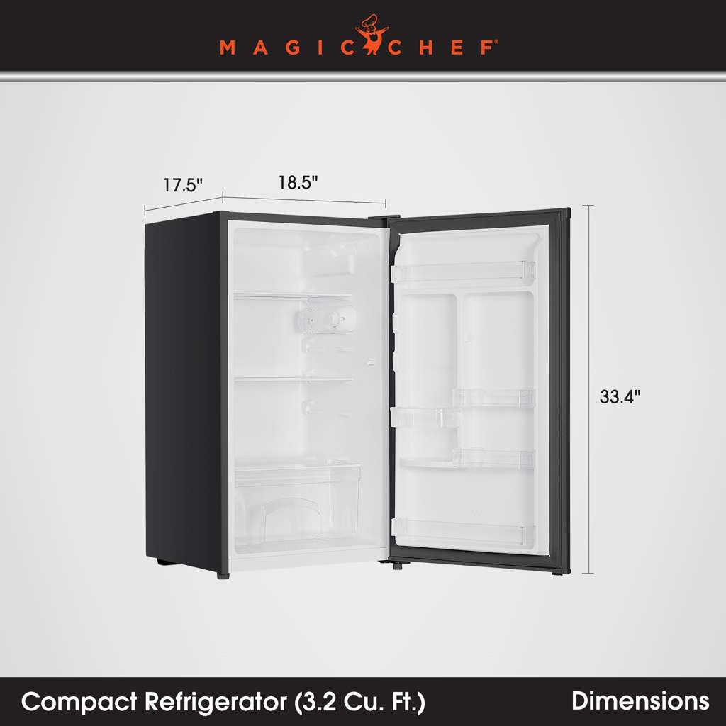 Magic Chef 3.2 Cu. Ft. ENERGY STAR Freezerless Mini Fridge with Glass Shelves - Black - view 6