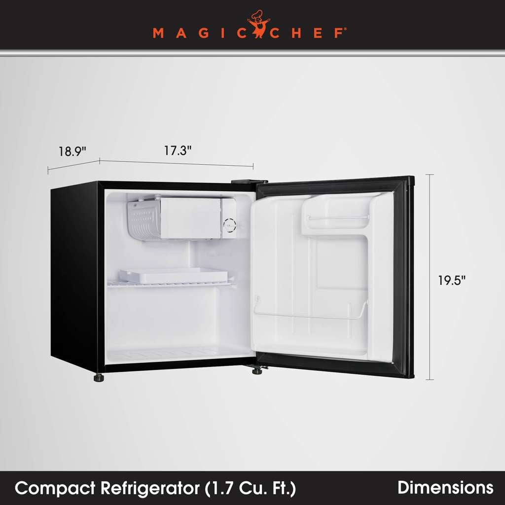 Magic Chef 1.7 Cu. Ft. Compact Refrigerator with Freezer Compartment, Black - view 9