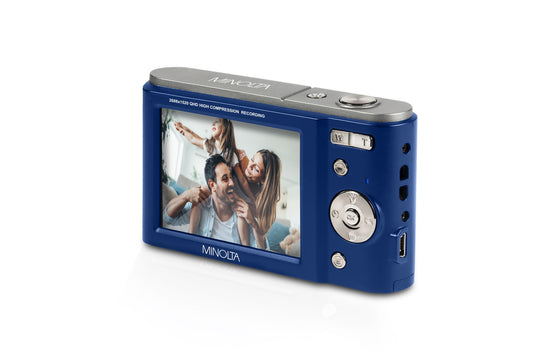 Minolta 44 MP Digital Camera with 2.7K Quad HD Video & 16x Digital Zoom - Blue - screen view