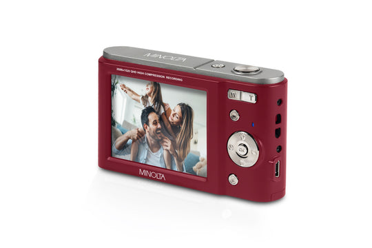 Minolta 44 MP Digital Camera with 2.7K Quad HD Video & 16x Digital Zoom - Red - screen view