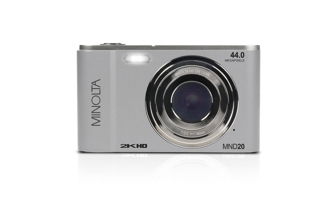 Minolta 44 MP Digital Camera with 2.7K Quad HD Video & 16x Digital Zoom - Silver - back view with screen