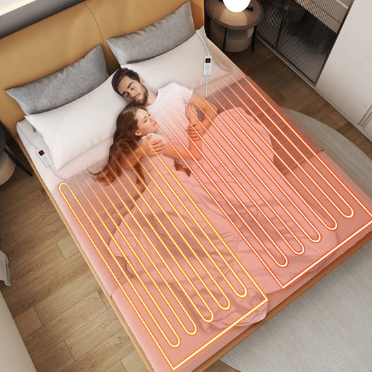 Electric Heated Mattress Pad with Dual Controllers & Auto-Off
