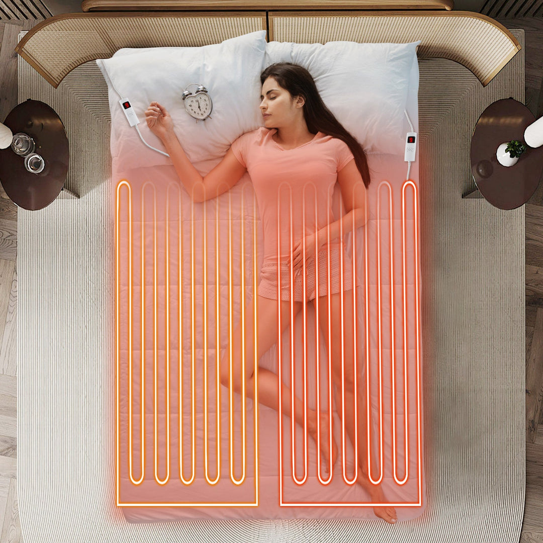 Electric Heated Mattress Pad with Dual Controllers & Auto-Off